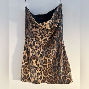 Edikted Leopard Print Sequined Mini Dress